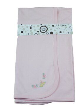 Little Me Receiving Blanket Pink Embroidered Flowers Cotton Baby Girl NWT RARE